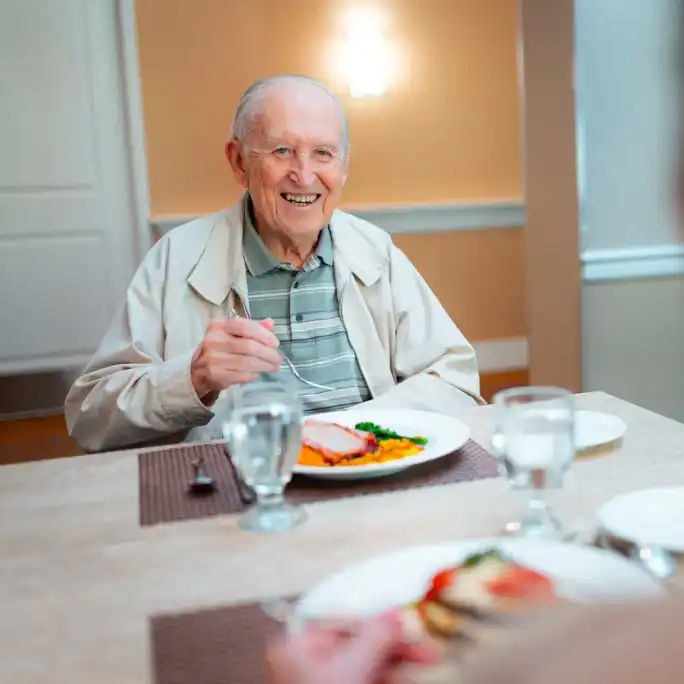 Man enjoying lunch in the dining room
