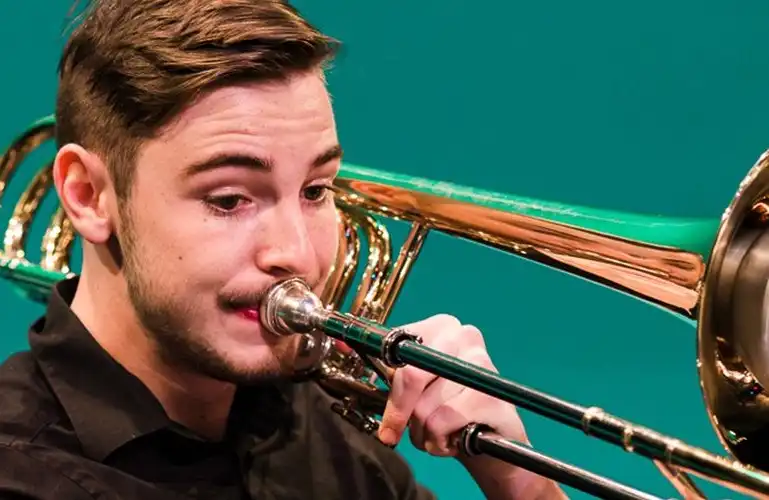 musician playing trombone